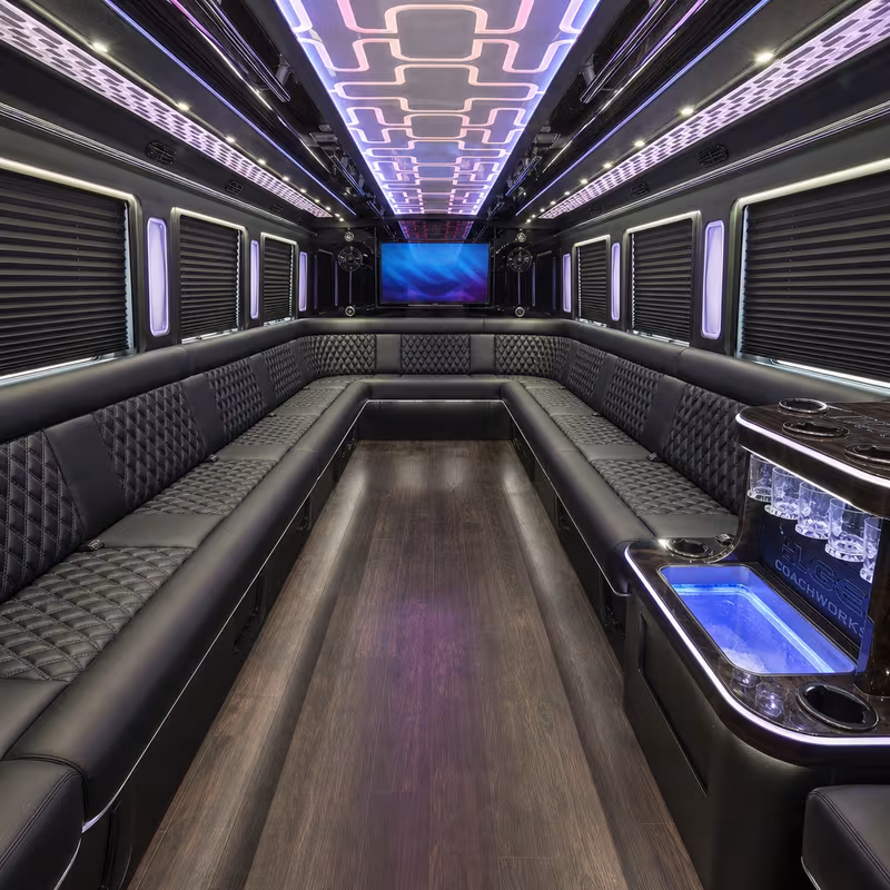 15 Passenger Party Bus Interior