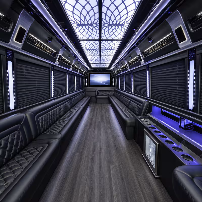 18 Passenger Party Bus Interior