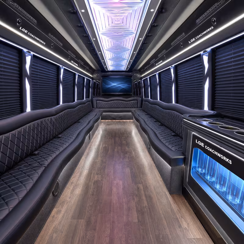 18 Passenger Party Bus Interior