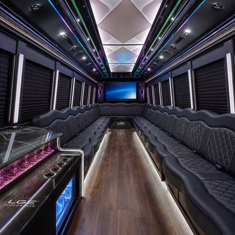 20 Passenger Party Bus Interior