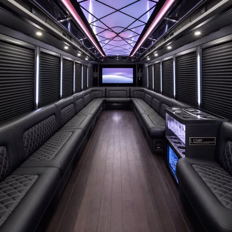 28 Passenger Party Bus Interior