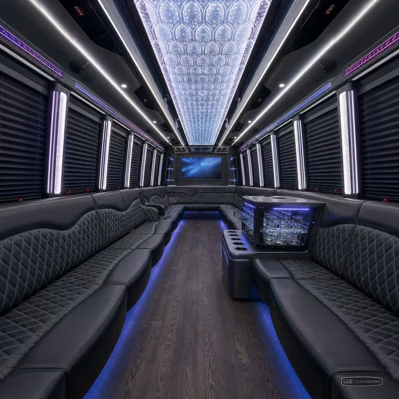 40 Passenger Party Bus Interior