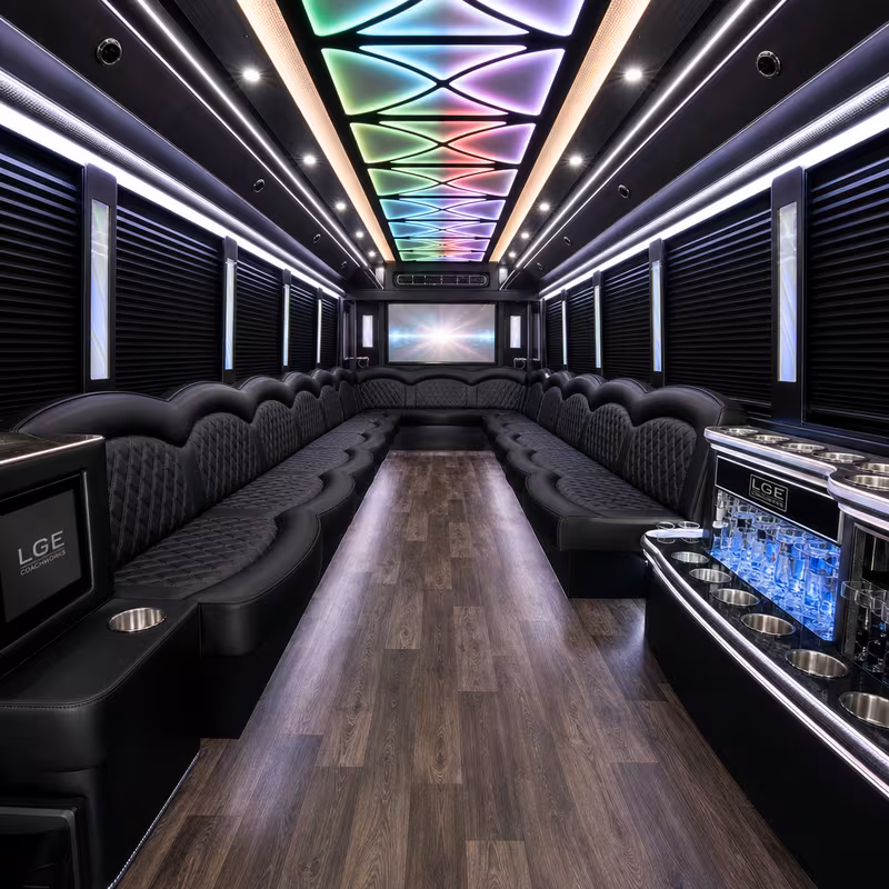 50 Passenger Party Bus Interior