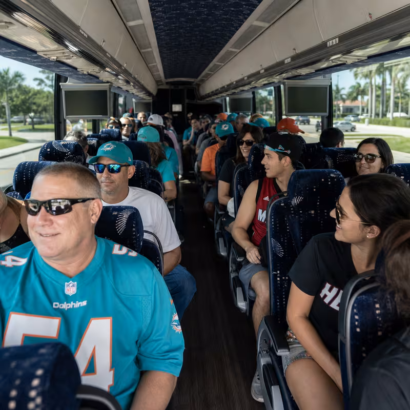 Passenger seating aboard a Wellington party bus rental