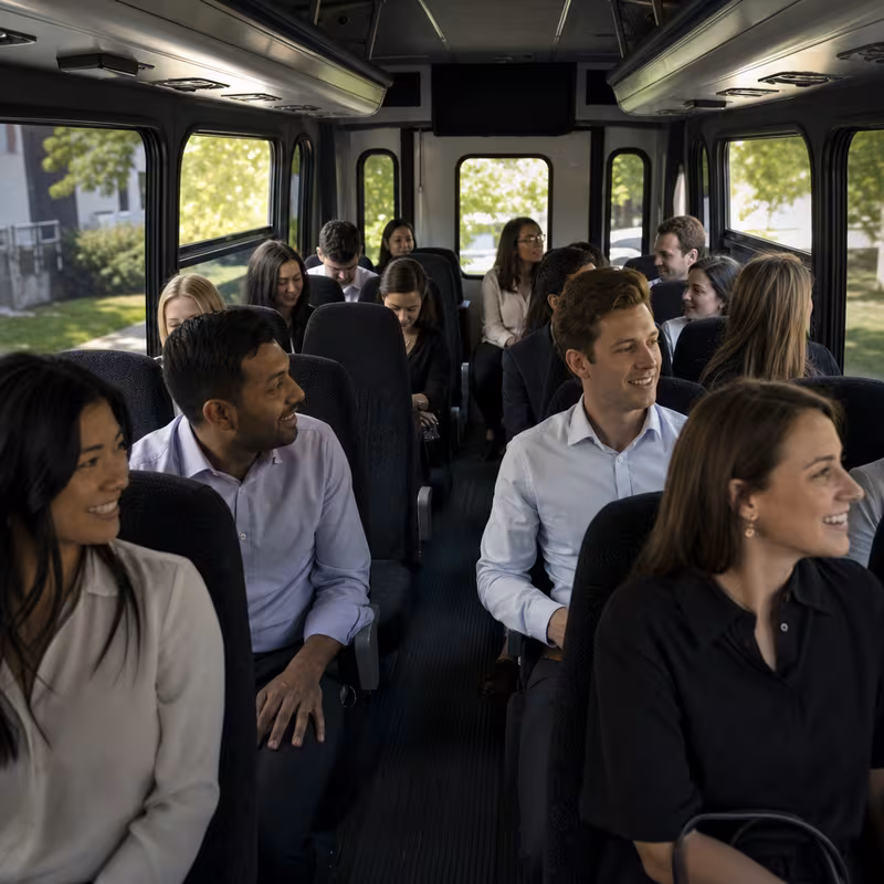 Black Mercedes Sprinter van staged for an Wellington Corporate Transportation group