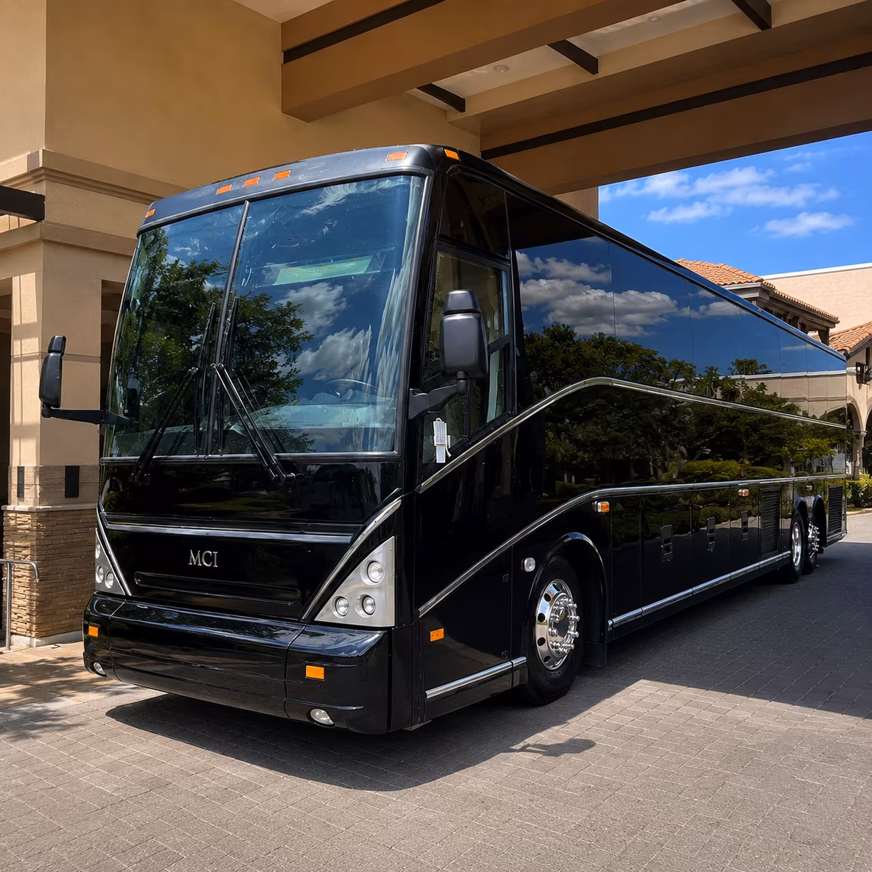 Wellington School Event Transportation party bus exterior