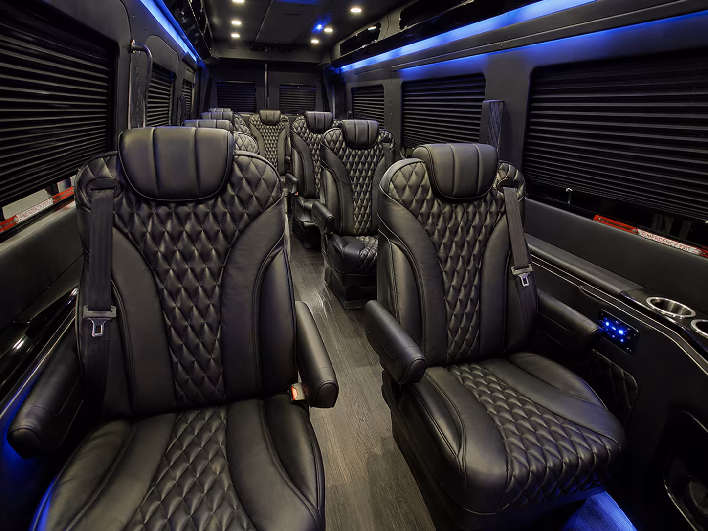 Wellington School Event Transportation party bus interior